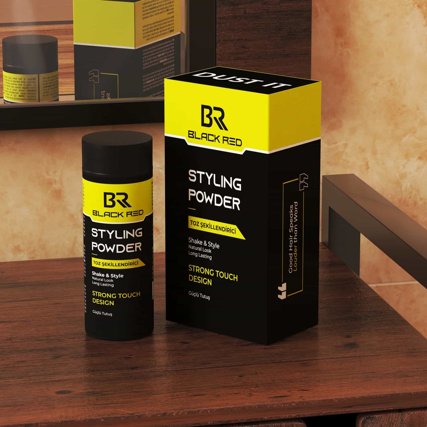 Black Red Texturising Hair Styling Powder Strong Touch 20gr