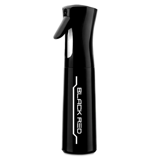 Black spray bottle with 'BLACK RED' branding on a white background