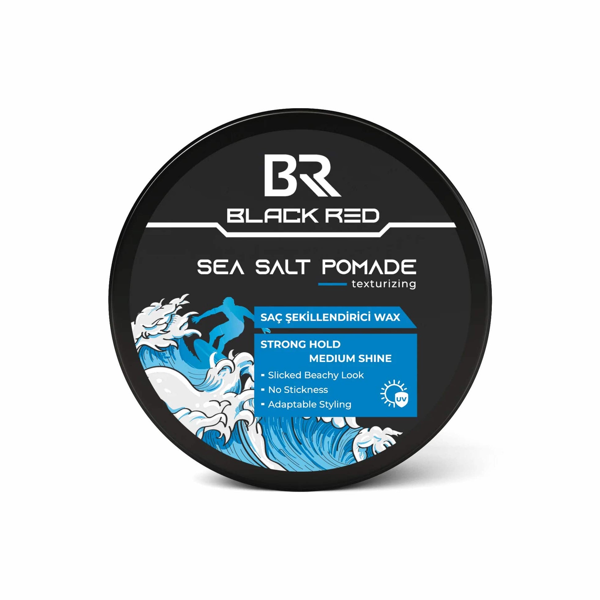 Black Red Hair Styling Texturising Sea Salt Pomade 120ml